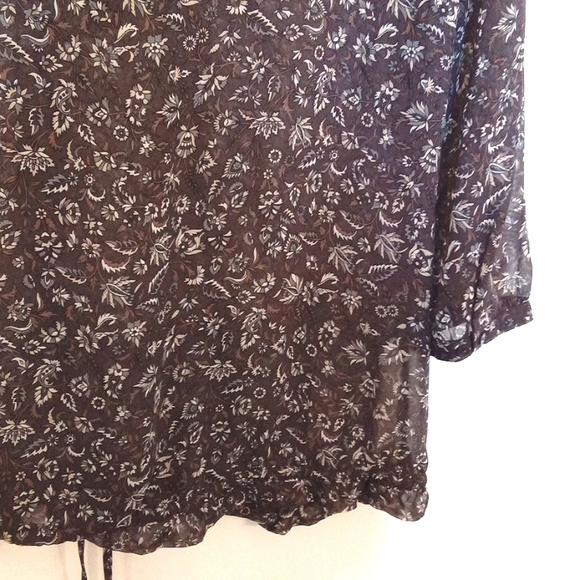 Esprit Sheer Spring Floral Blouse with Ruffled Button Placket - Picture 11 of 11